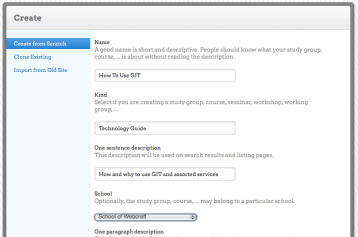 Create your learning project New options when creating groups and projects at P2PU